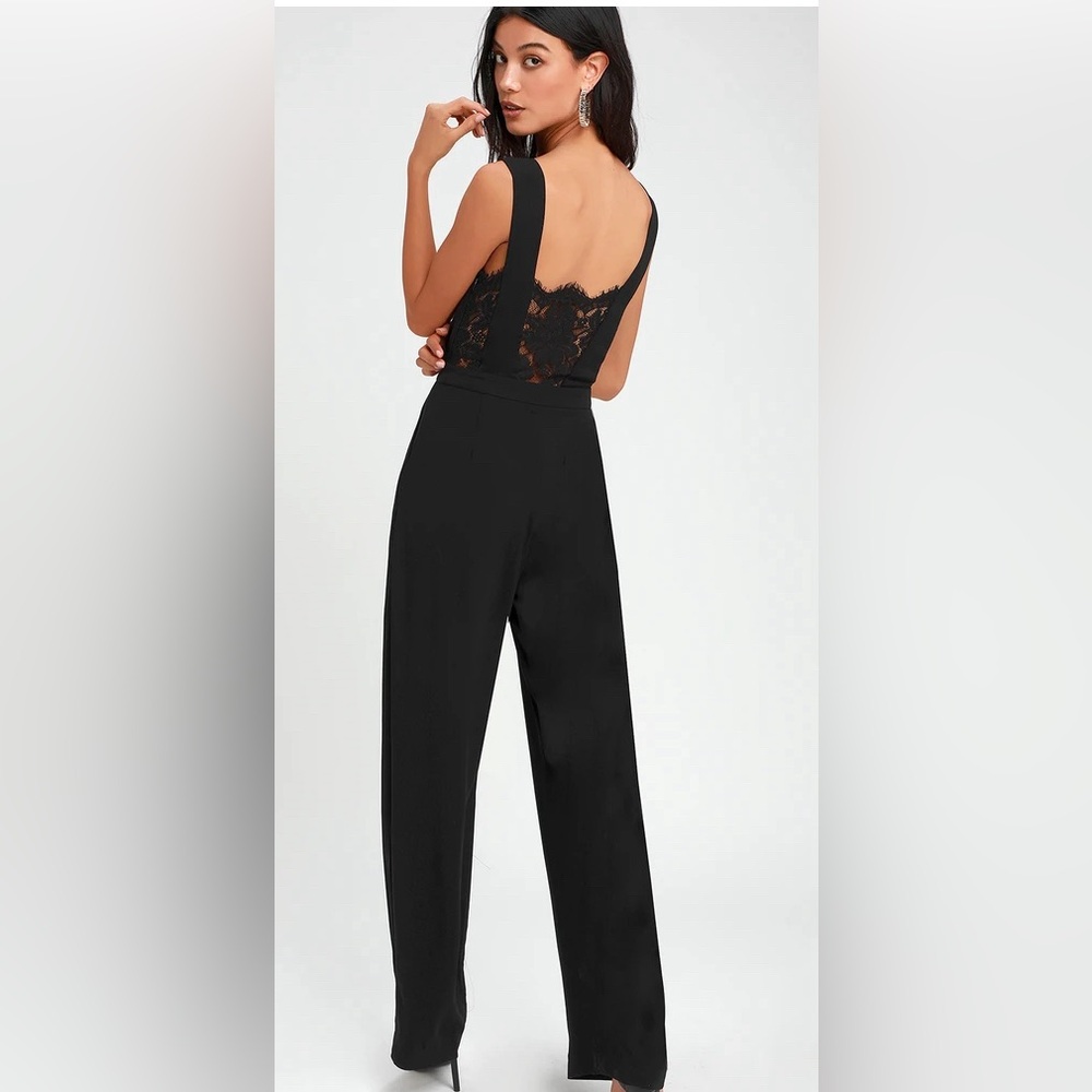 Luluās Kiska Black Lace Jumpsuit Large - Picture 1 of 12